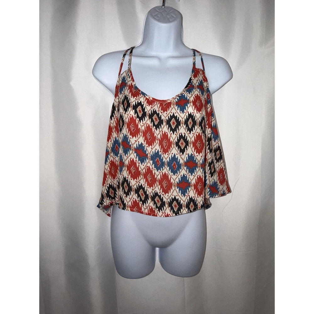 NWT Forever 21 Tribal Print Crop Top Halter Tank Boho Festival‎ Red - Size Large